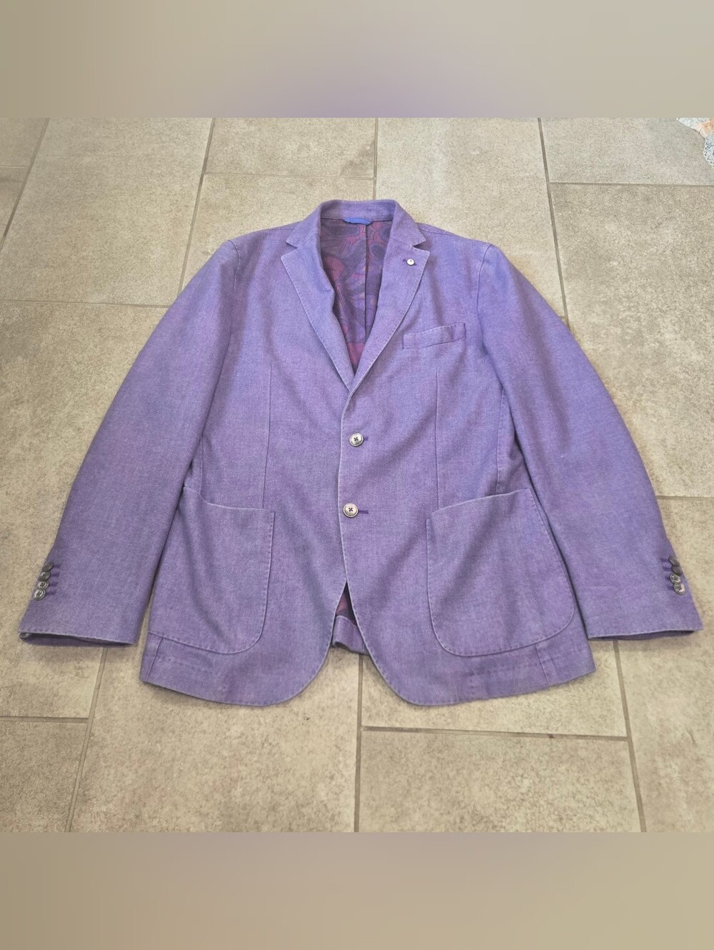 L.B.M. 1911 Purple Wool Blend Sport Coat Blazer Italy Size 50R US 40R Lubiam